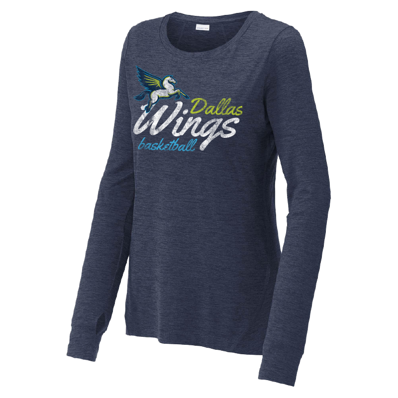 Dallas Wings Ladies Script Wings Long Sleeve T-Shirt