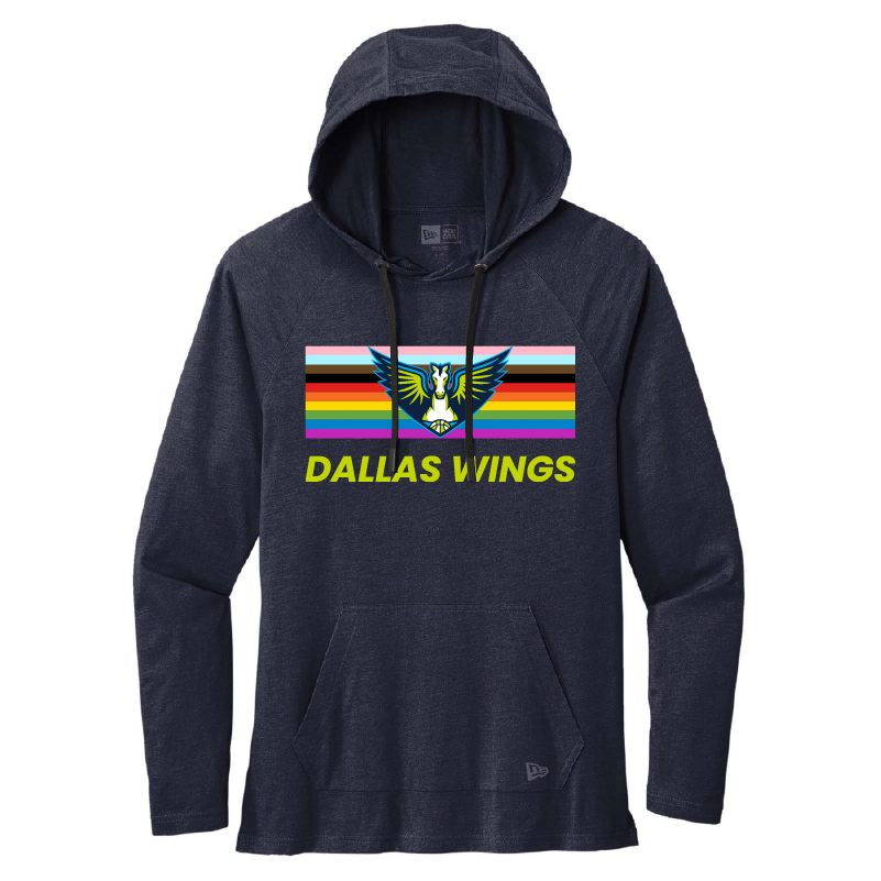 Dallas Wings Tri-Blend Pride Flag Hoodie T-Shirt